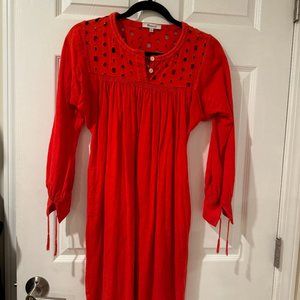 Madewell Red / Coral Smock Dress